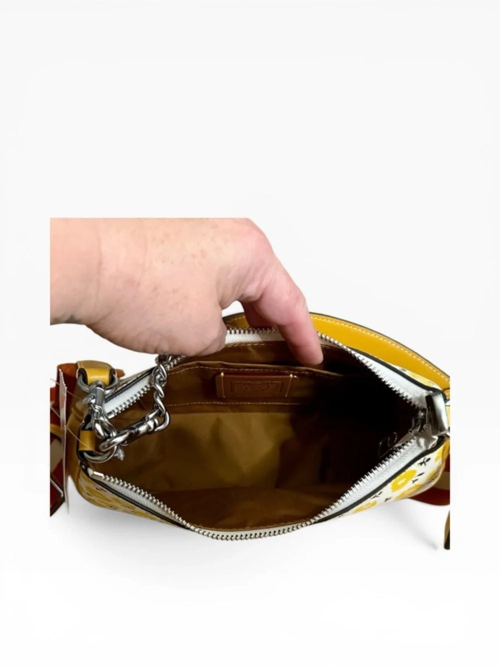 ✨ Coach Teri Shoulder Bag Floral Print Silver Chalk Buttercup NWT ✨ - Picture 15 of 16